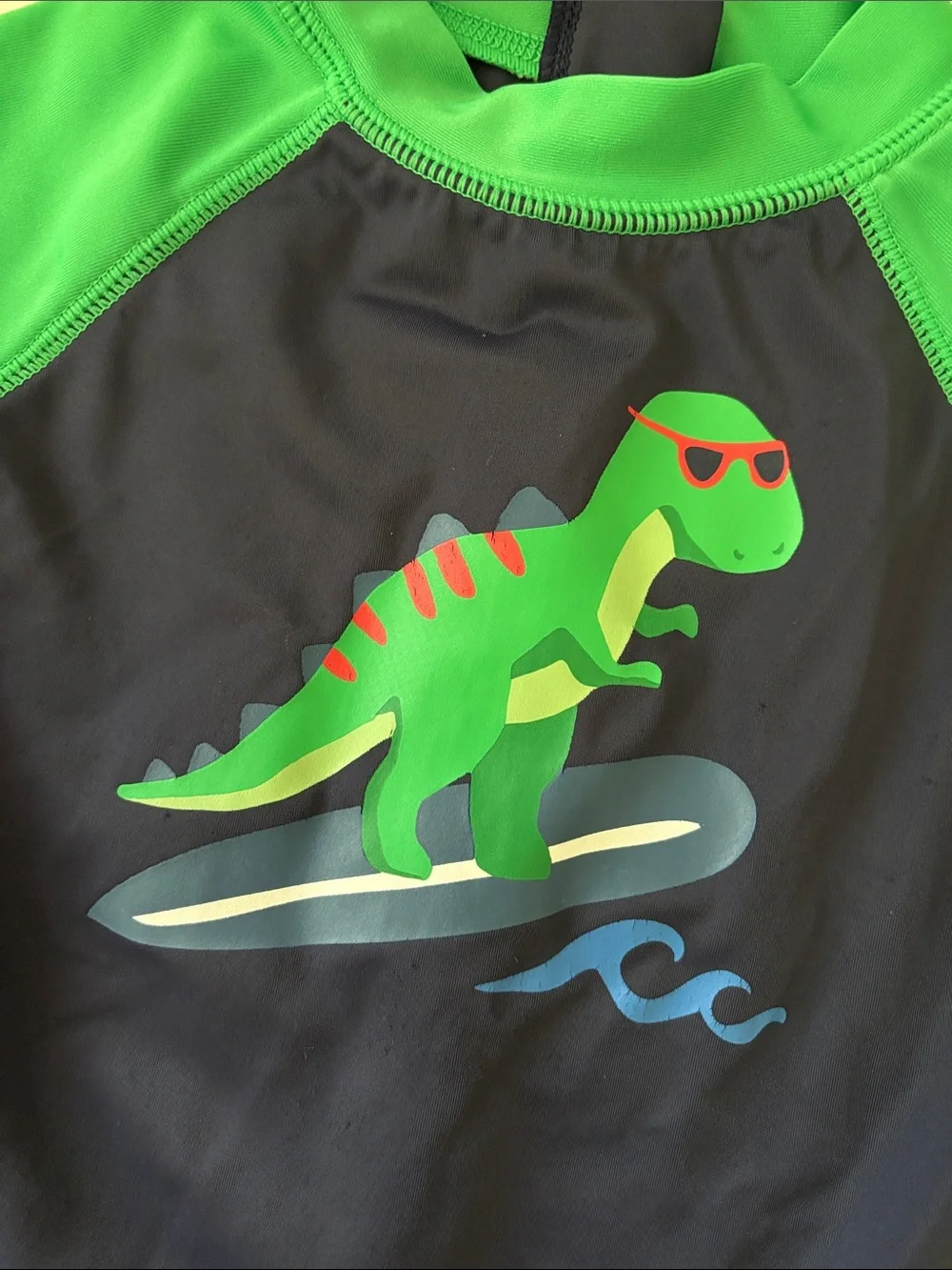 Gymboree Navy and Green Dino Surf Short Sleeve Rashguard
